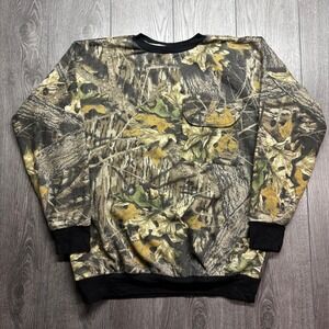 Vintage Mossy Oak Break-Up Camo Sweatshirt Mens XL Crewneck Pocket Camouflage